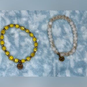 Erimish Yellow and Cream Beaded Bracelet Set